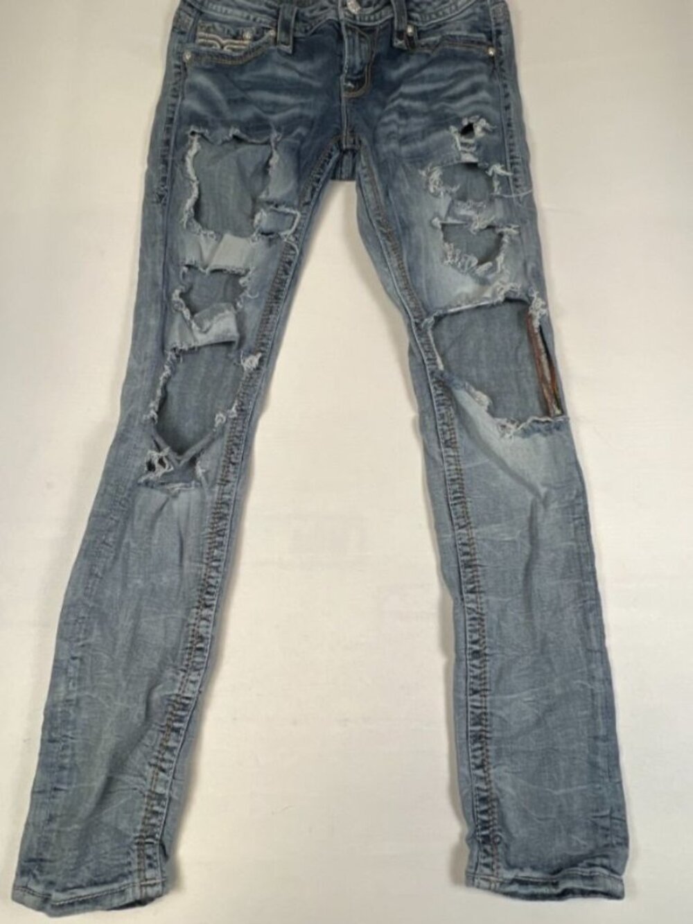 Rock Revival Womens Jeans Size 27 Skinny Distressed Embellished Pockets